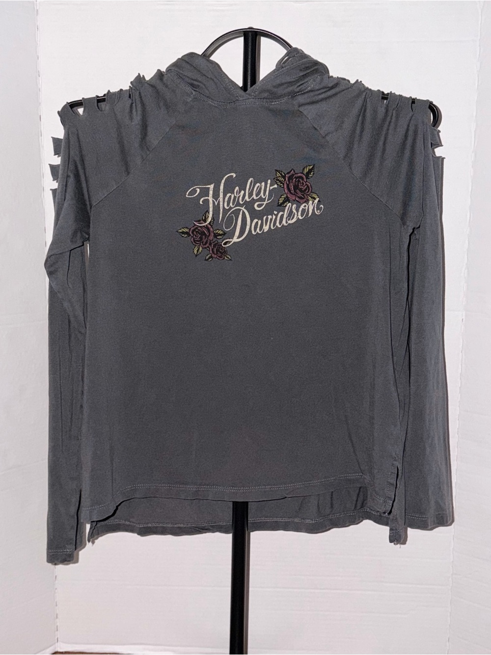 Harley-Davidson Charcoal Gray Distressed Floral Logo Hoodie